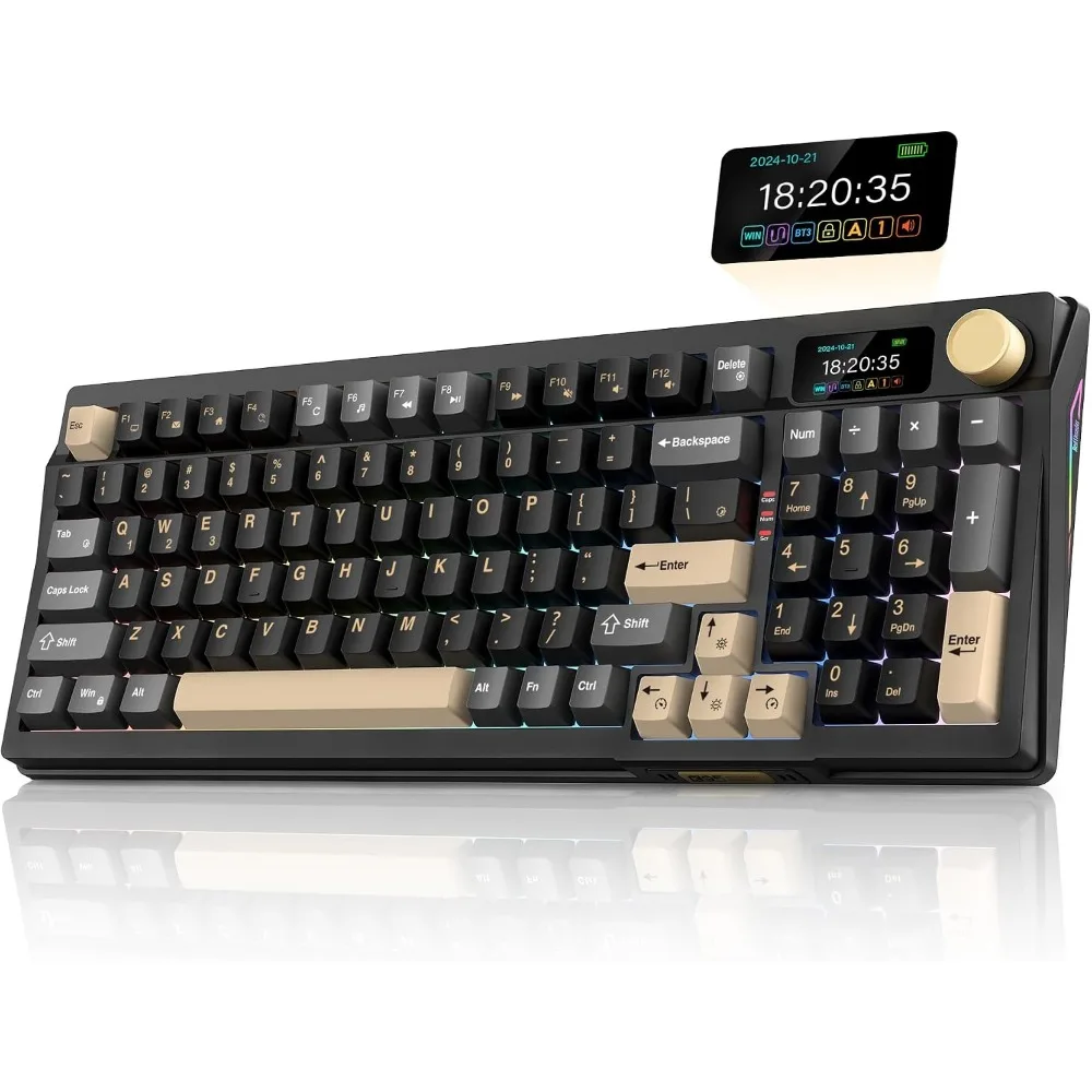 Mechanical Keyboard: TFT Screen, RGB, Tri-Mode, Hot Swappable, Gasket, Pre-lubed Pink Switches