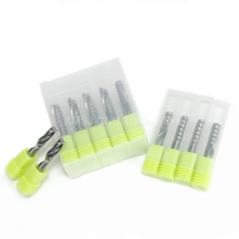 10-Piece Assortment of 5A Single Flute UP Spiral Bits - Carbide Router Cutters for Acrylic, PVC, MDF & Woodworking Projects