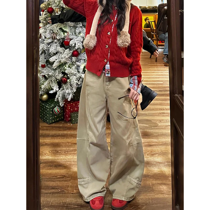 American Design Scimitar Jeans Women's Autumn and Winter New Loose Lazy and Relaxed Floor Pants