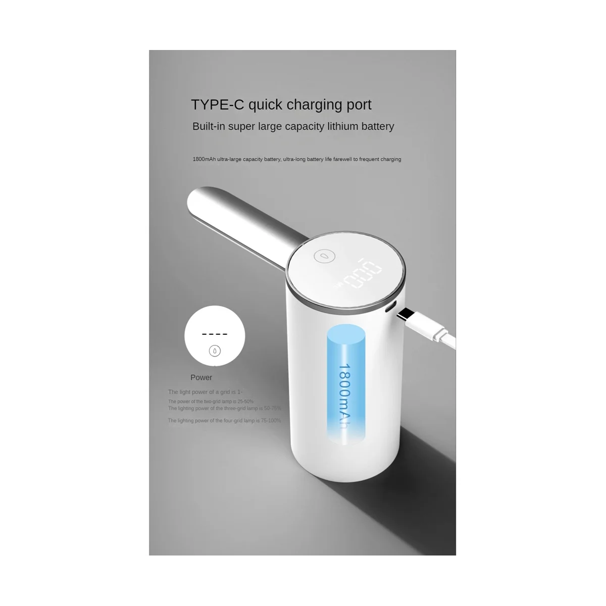 Dispensador de agua inteligente, bomba de botellas de agua eléctrica, dispositivo de succión de agua de barril plegable USB para el hogar, color gris