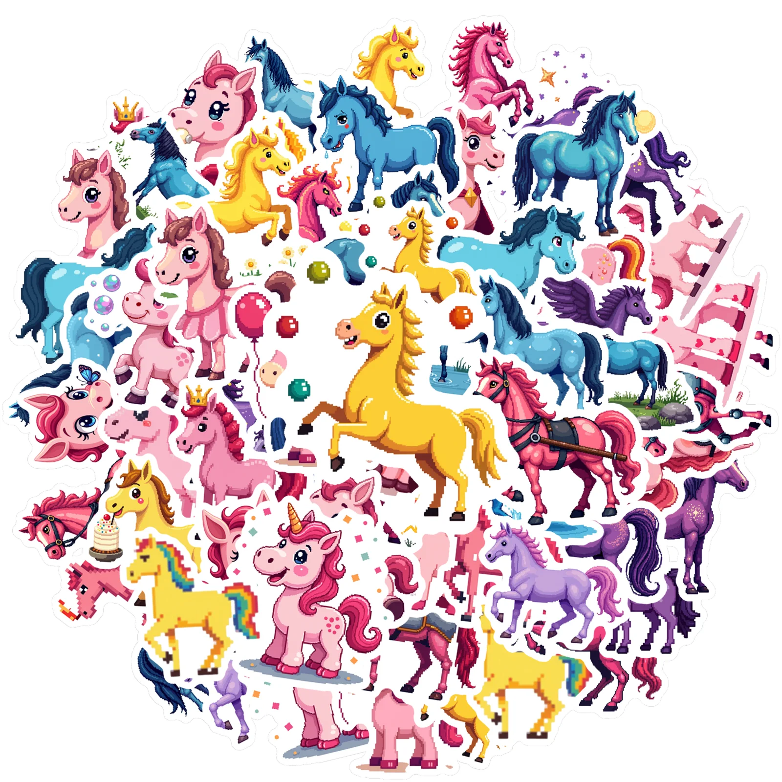 35-100pcs Robot Unicorn Attack Cartoon Stickers Kawaii Cute Watercolor Graffiti Decals Luggage Phone Stationery Sticker