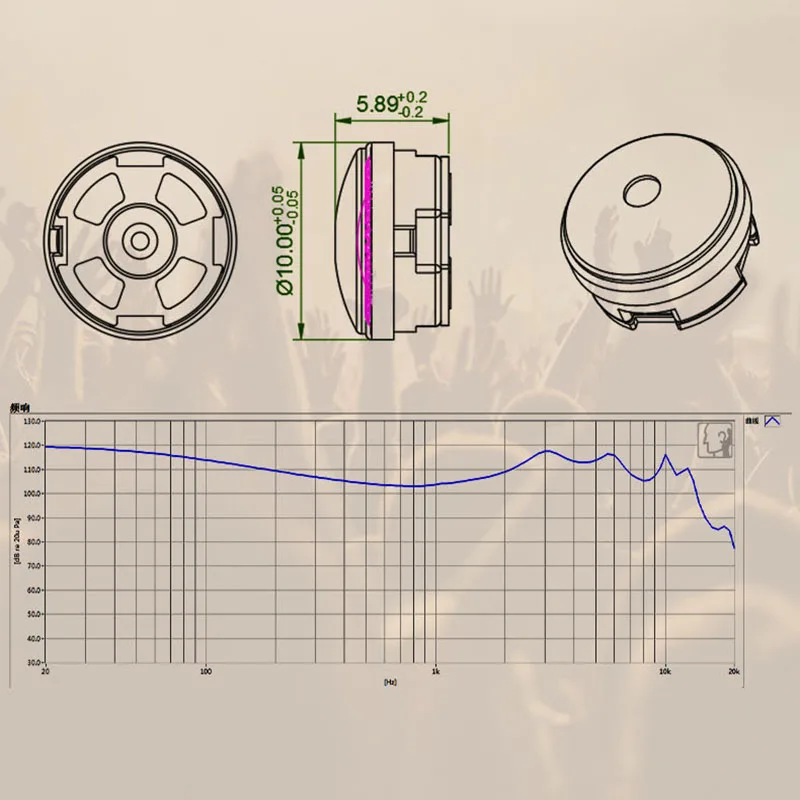 Huayunxin 2PCS 10MM 16Ohm grafenowe membrany douszne Dynamic Drive Bluetooth TWS douszne DIY Heavy Bass Sopran IEM Speaker Unit — zdjęcie produktu 5
