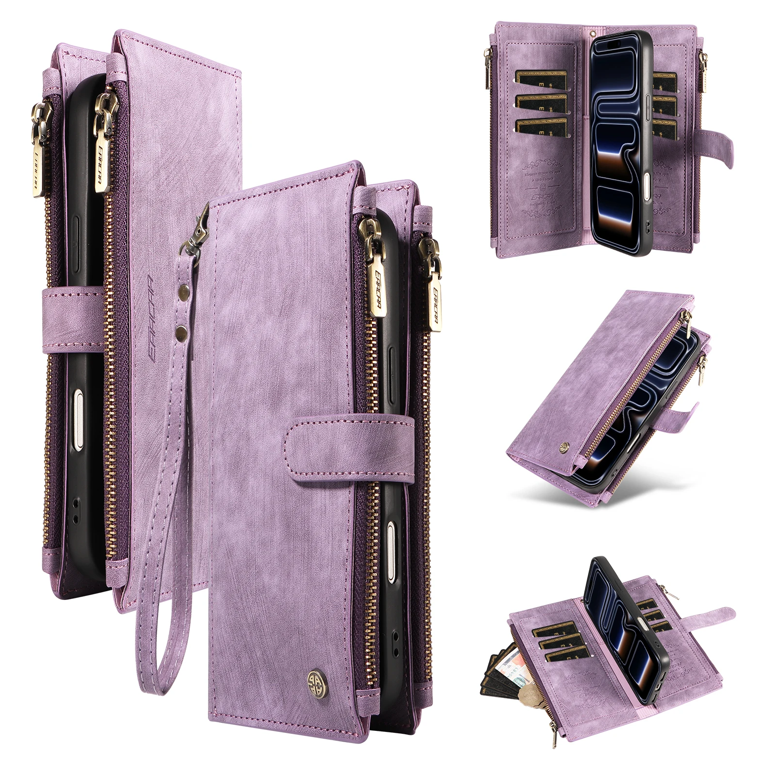 Kunstleder-Handyhülle für Samsung A56 A55 A54 A53 A36 A26 A16 A07 A06 Trendige Brieftaschen-Schutzhülle mit Schlaufe und Kartenfächern
