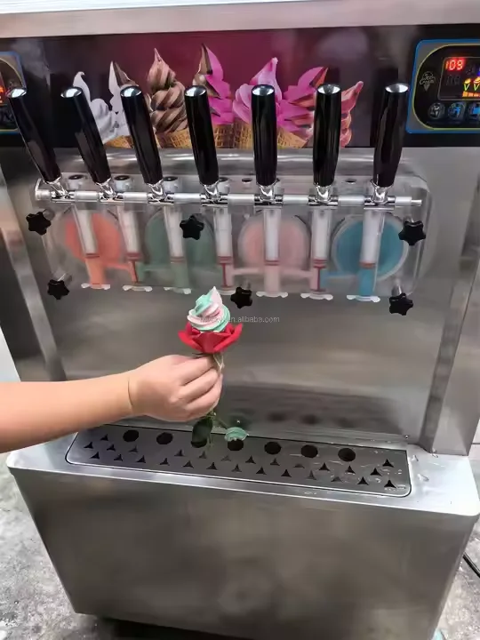 Soft Ice Cream Machine 7 Flavors Commercial Italian Gelato Maker for Ice Cream Parlor and Coffee Shop Customize