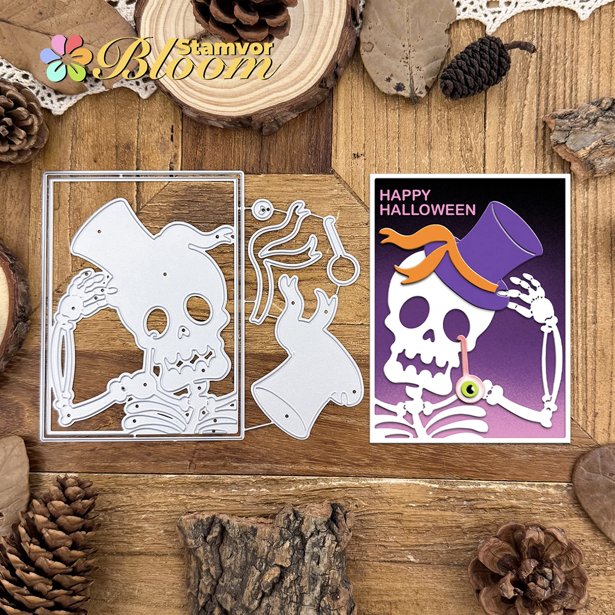 Original schöne Schichten lustige Halloween Schädel quadratischen Rahmen Metall Stanzformen Scrapbooking dekorative Prägung