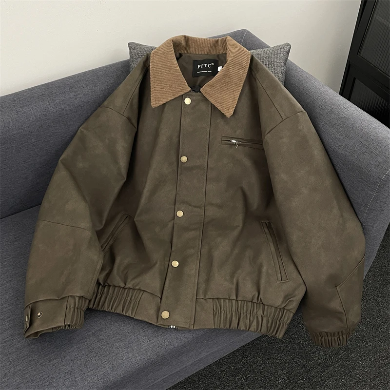 سترة نسائية من جلد البولي يوريثان باللون الأسود على الطراز القوطي معطف عتيق للدراجات النارية سترة موستانج ملابس خارجية كبيرة الحجم 2000s ملابس إيمو للخريف والشتاء