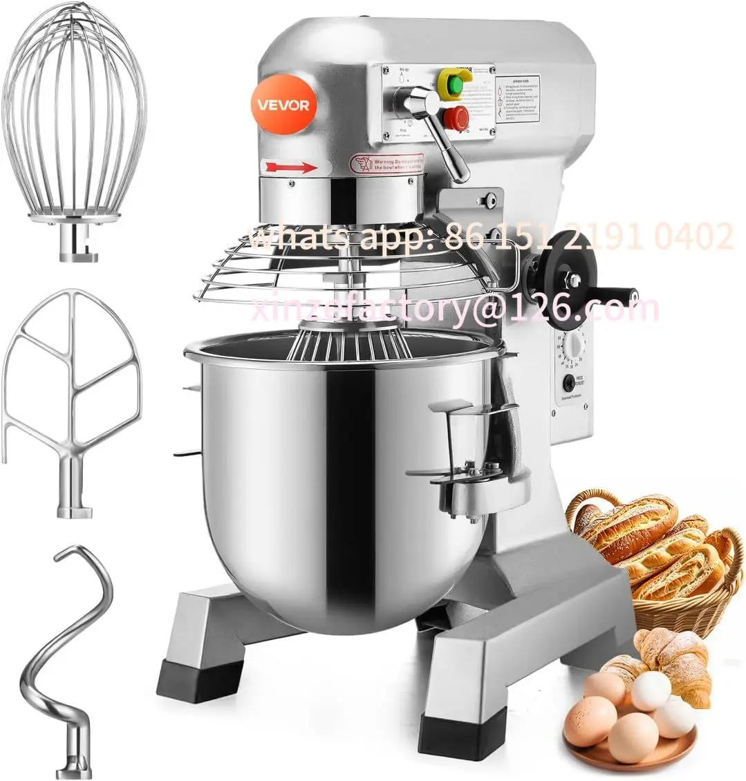 خلاط طعام تجاري Happybuy 15Qt قابل للتخصيص مع وظيفة التوقيت، خلاط تجاري 600 وات وعاء من الفولاذ المقاوم للصدأ عالي التحمل