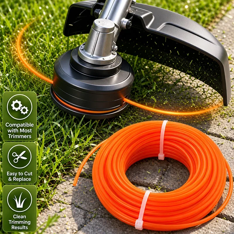 Nylon Grass Trimmer Rope Brush Cutter Strimmer Line Wear Resistant Mowing Wire Lawn Mower Cord Easy Installation Garden Tools