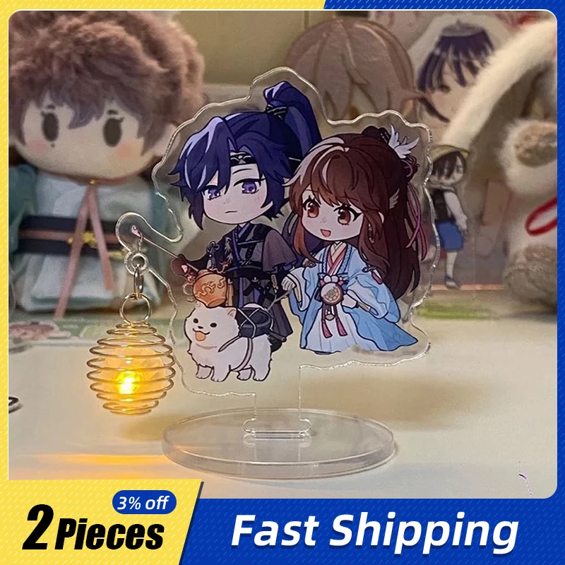 

7cm/2.76in Acrylic Luminous Standing Plates Anime Peripherals Figures Cartoon Creativity Collectible Display Novelty Toys Regalo