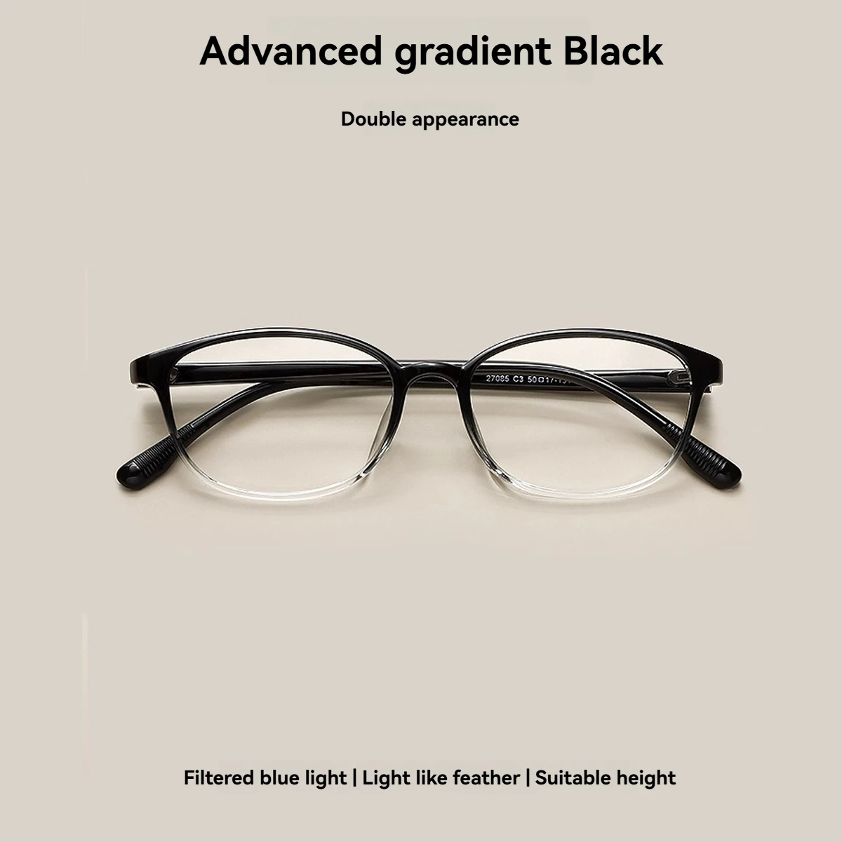 

Advanced Gradient Black Myopia Prescription Eyeglasses Antiblue Light Lightweight Fashion Nearsighted Eyewear for Men Women27085