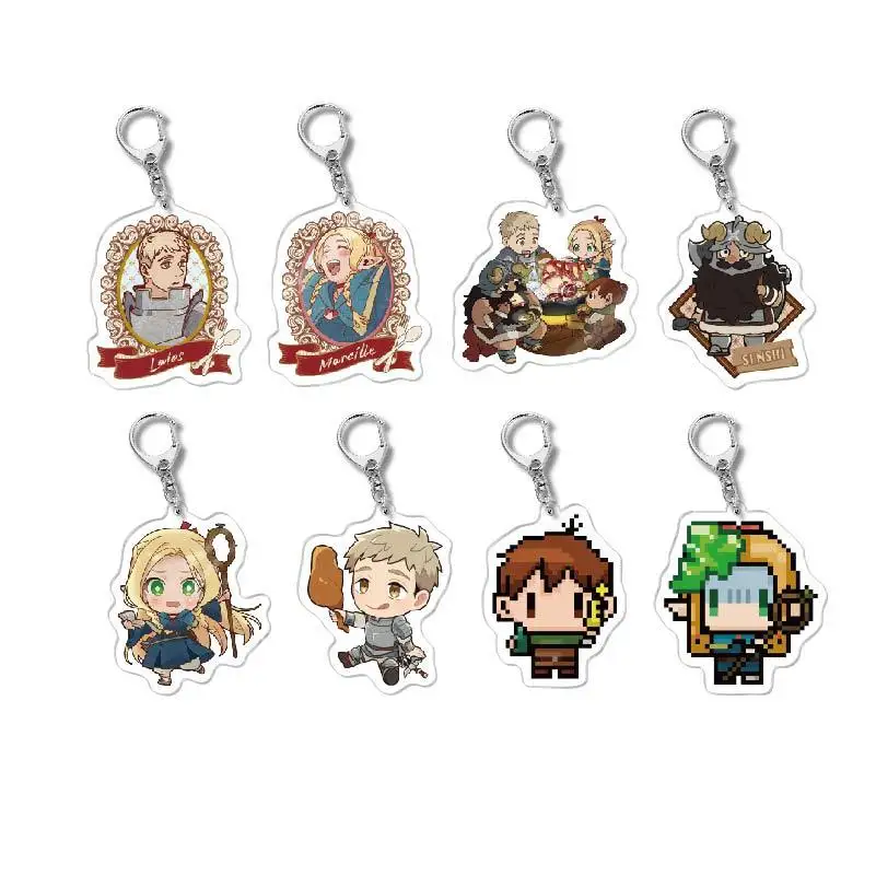 6cm/Japanese Popular Animation Derivative Marcille Duplex Printing Keychain Kawaii Pixel Style for Backpack Hat Jewelry Gifts