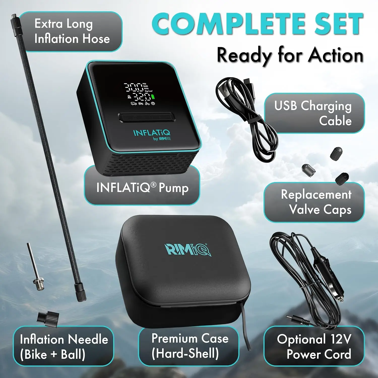 Powerful Portable Tire Inflator with Dual Power Options - Fast Inflation for Cars, Trucks, Bikes, and More