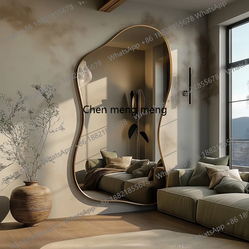 F150Large Size Full Body Mirror Standing Art Wall Luxury Irregular Frame Accent Unique Mirror Xenomorph Espelhos Trendy Furnitur