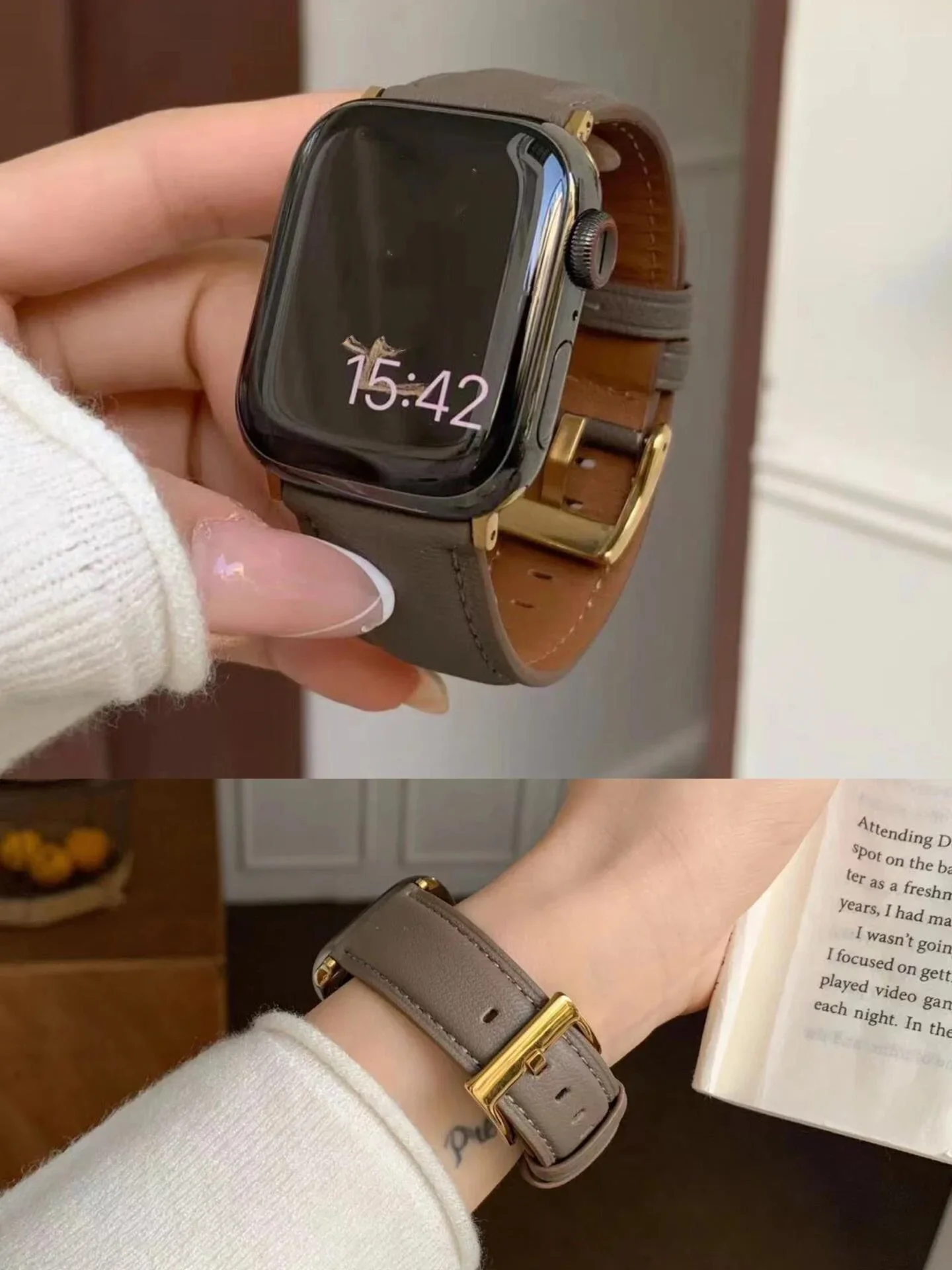 حزام جلدي مريح ممتاز لساعة أبل 10/9/8/7/6/5 38 مم 40 مم 41 مم 42 مم 44 مم 45 مم 46 مم 49 مم