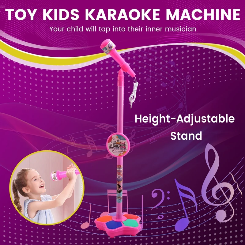 CEA Kids Microphone With Light Stand Toy,Height-Adjustable Microphone,Brain-Training Educational Toys Birthday Gift