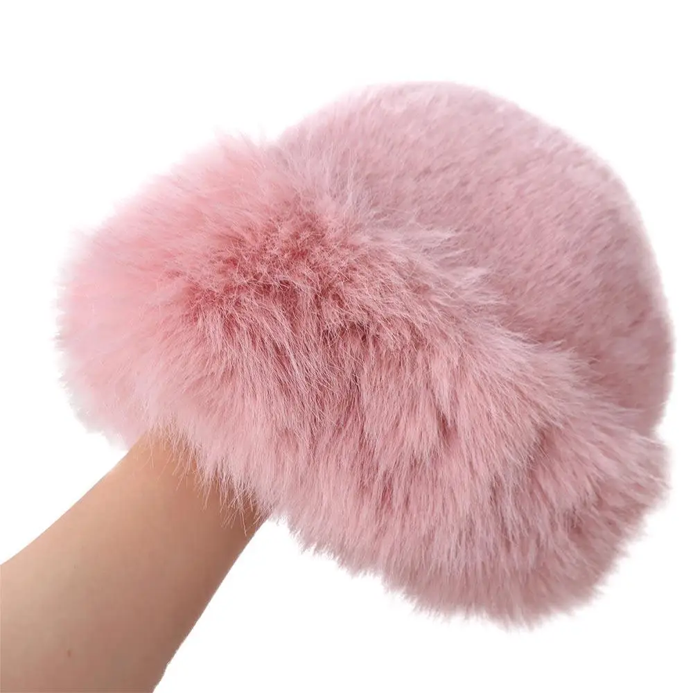 العصرية الكورية فو الفراء دلو قبعة رشاقته عارضة الفاخرة أفخم قبعة في الهواء الطلق الشتاء الدافئ رقيق القبعات الفتيات