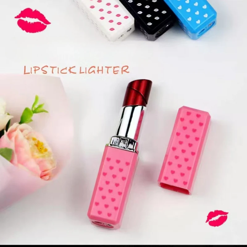 Windproof Cute Lipstick Inflatable Lighter Portable Mini Butane Lightweight Cigarette Accessories Women Fashion Gift Lipstick