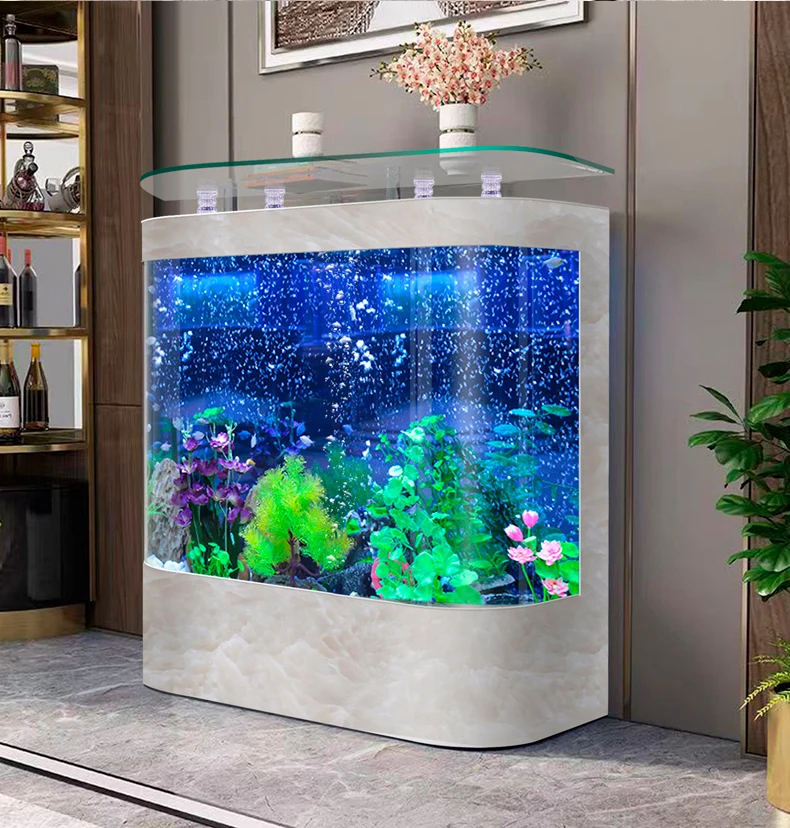 

Двойная круглая дуга, стеклянный аквариум высокого разрешения от пола до стены, бытовой, гостиной, бытовой, без воды