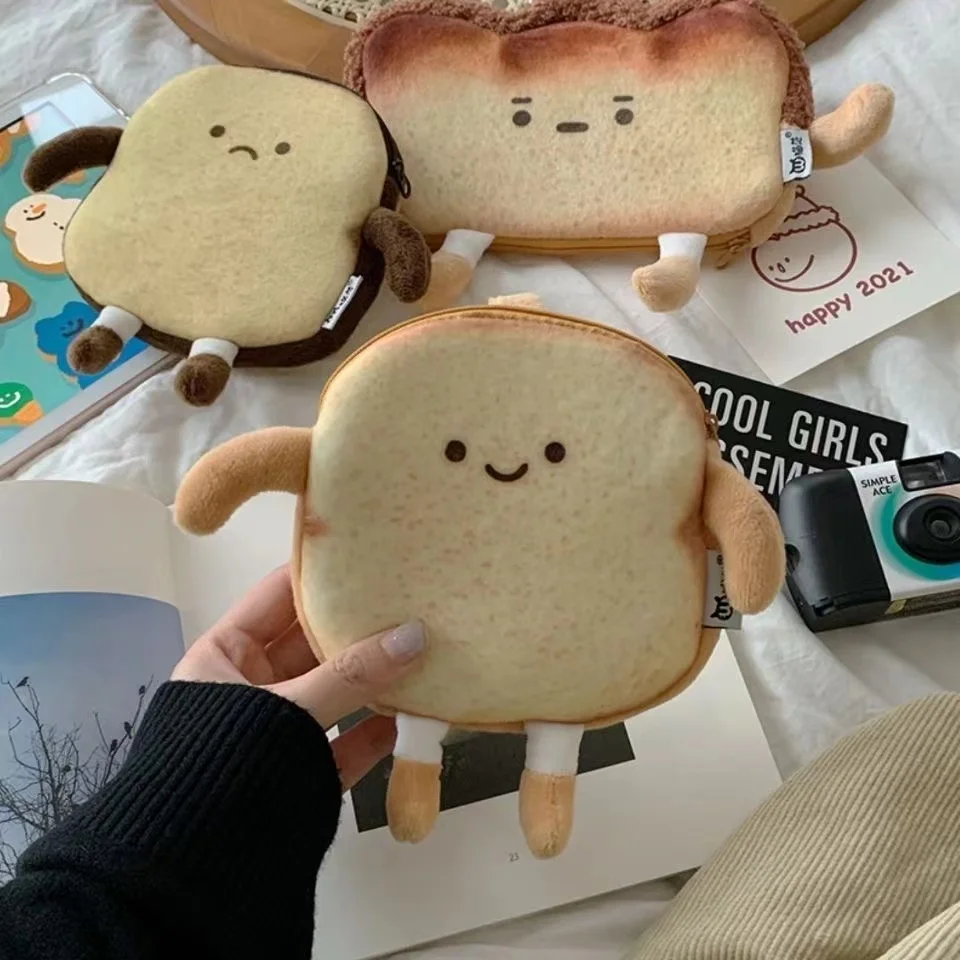 Cartoon Cute Toast Bread Pencil Case Student Stationery Cute Large Capacity Storage Bag Kawaii School Supplies Back To School