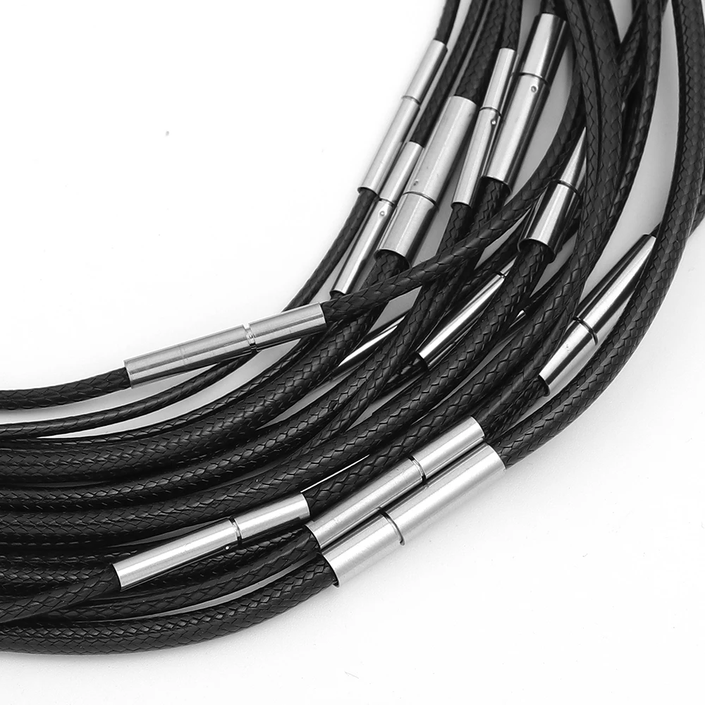 1 Strang Edelstahl-Reiskettenverschluss Wachsschnur Schwarzes Seil Halskette mit Verschluss für DIY Anhänger Schmuckherstellung Zubehör – Detail 6