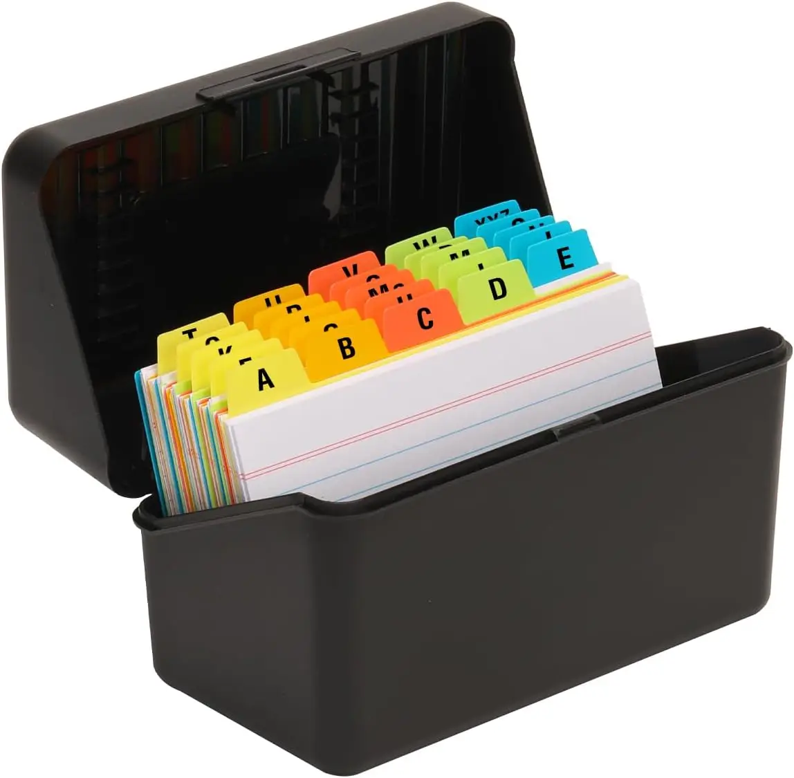 

3x5 Index Card Holder with 100 Ruled Cards & 25 Dividers, Black