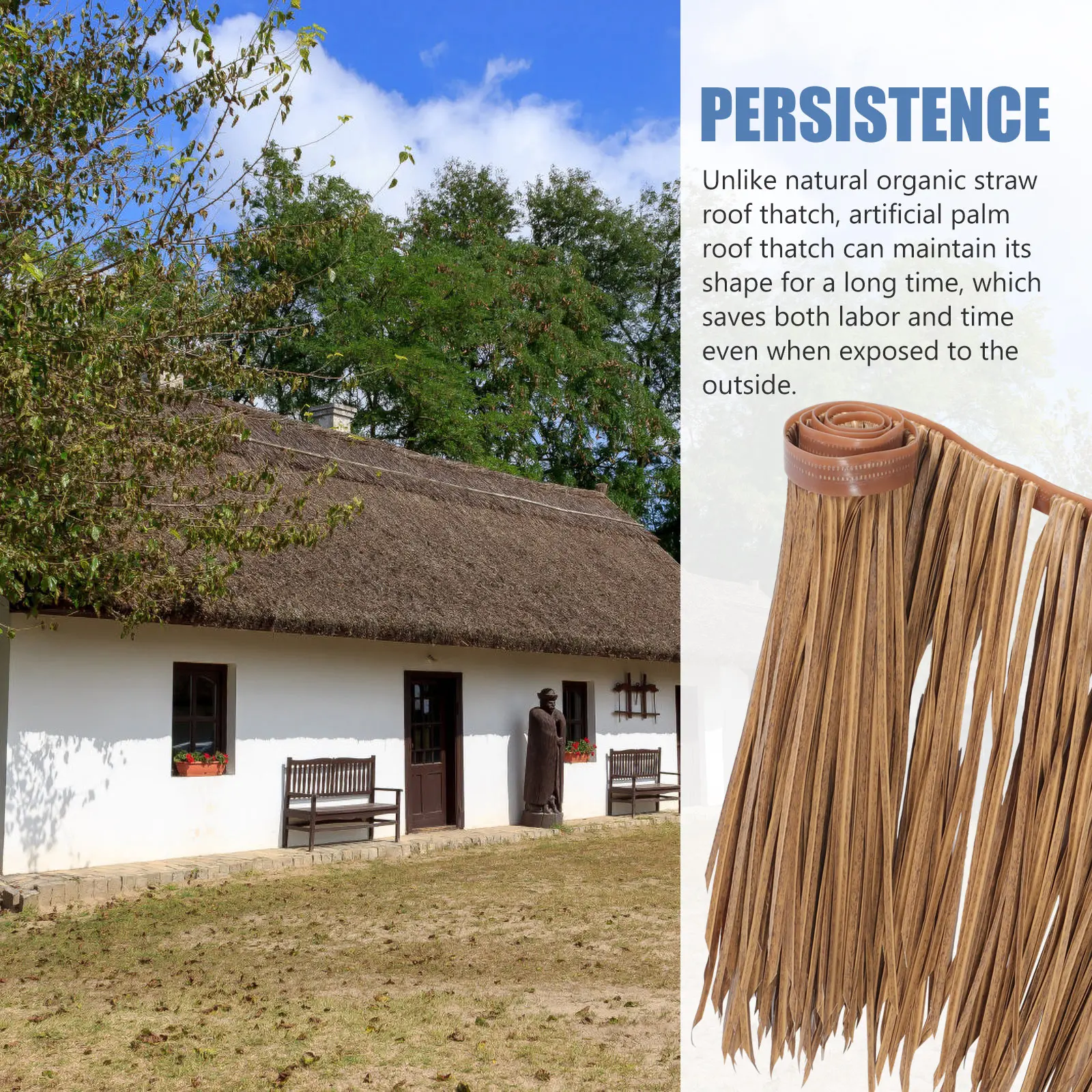 Artificial Roofing Palapa Simulation Thatch Roll Garden Yard Decorative Landscaping Diy Straw Roof Outdoor Indoor Flame