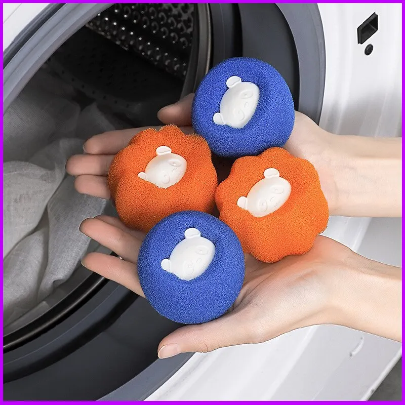 Washable Adsorb Hair Sponge Laundry Cleaning Balls Cartoon Bear Anti Twinning Stain Removal Washing Machine Balls