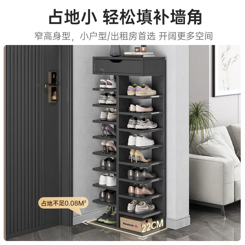 Shoe rack multi-layer household entrance small narrow rental room with simple indoor good-looking storage entry shoe cabinet