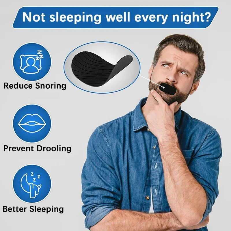 30Pcs/Bag Anti Snoring Mouth Tape Adult Night Sleeping Mouth Breath Improvement Reduce Dry Mouth Promote Nose Breathing Sticker