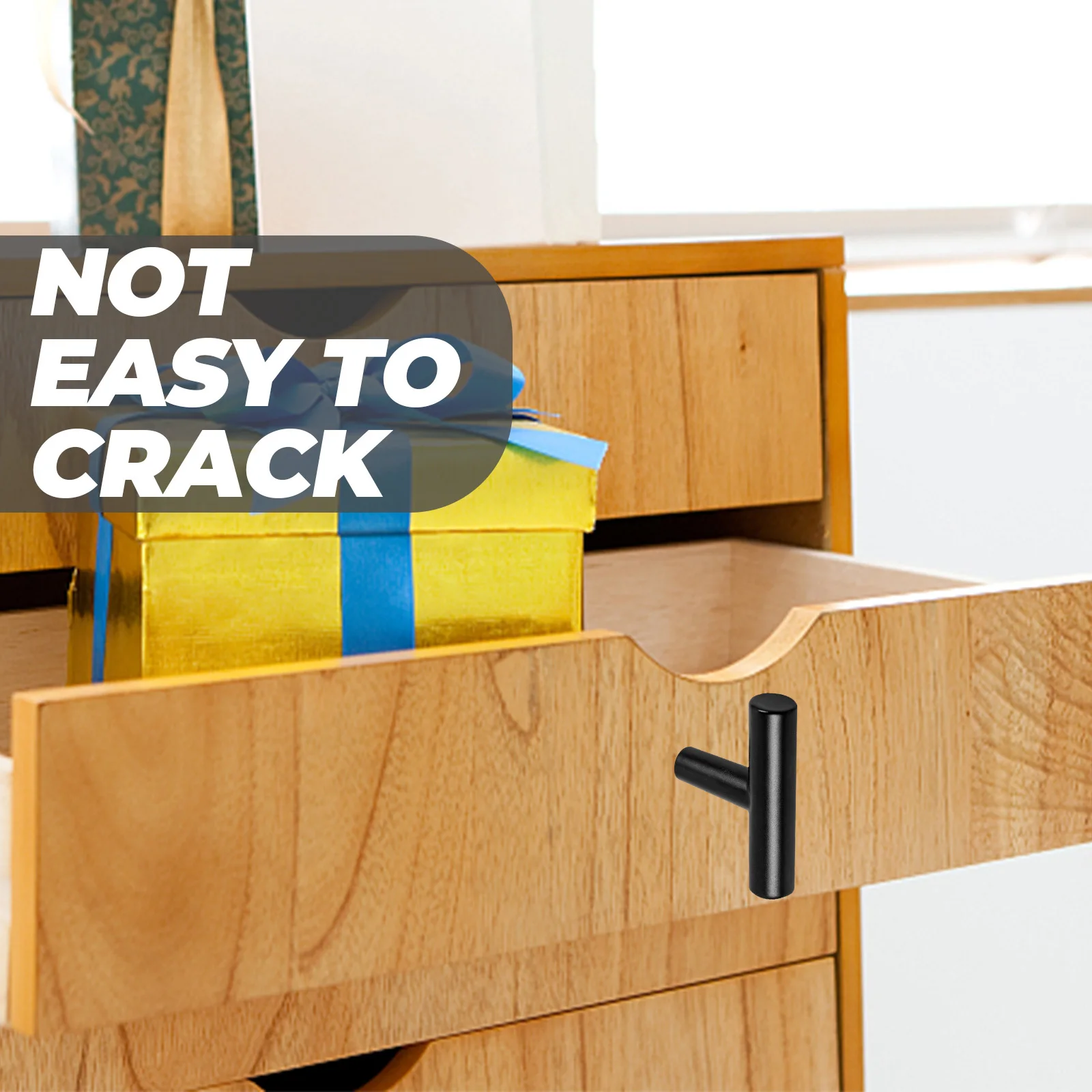 

6Pcs Black Matte Aluminum Alloy Cabinet Door Pull Handles Sturdy T Shape Drawer Handles for Wardrobe Dresser Hardware