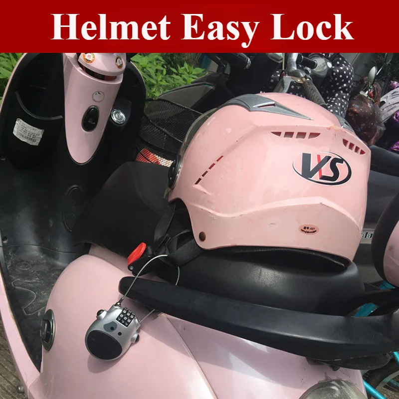 Immagine 3: Lucchetto per Casco Moto e Bici Elettrica, Lucchetto Antifurto per Passeggino, Lucchetto a Cavo per Armadio e Bagagli, Lucchetto con Password in ABS