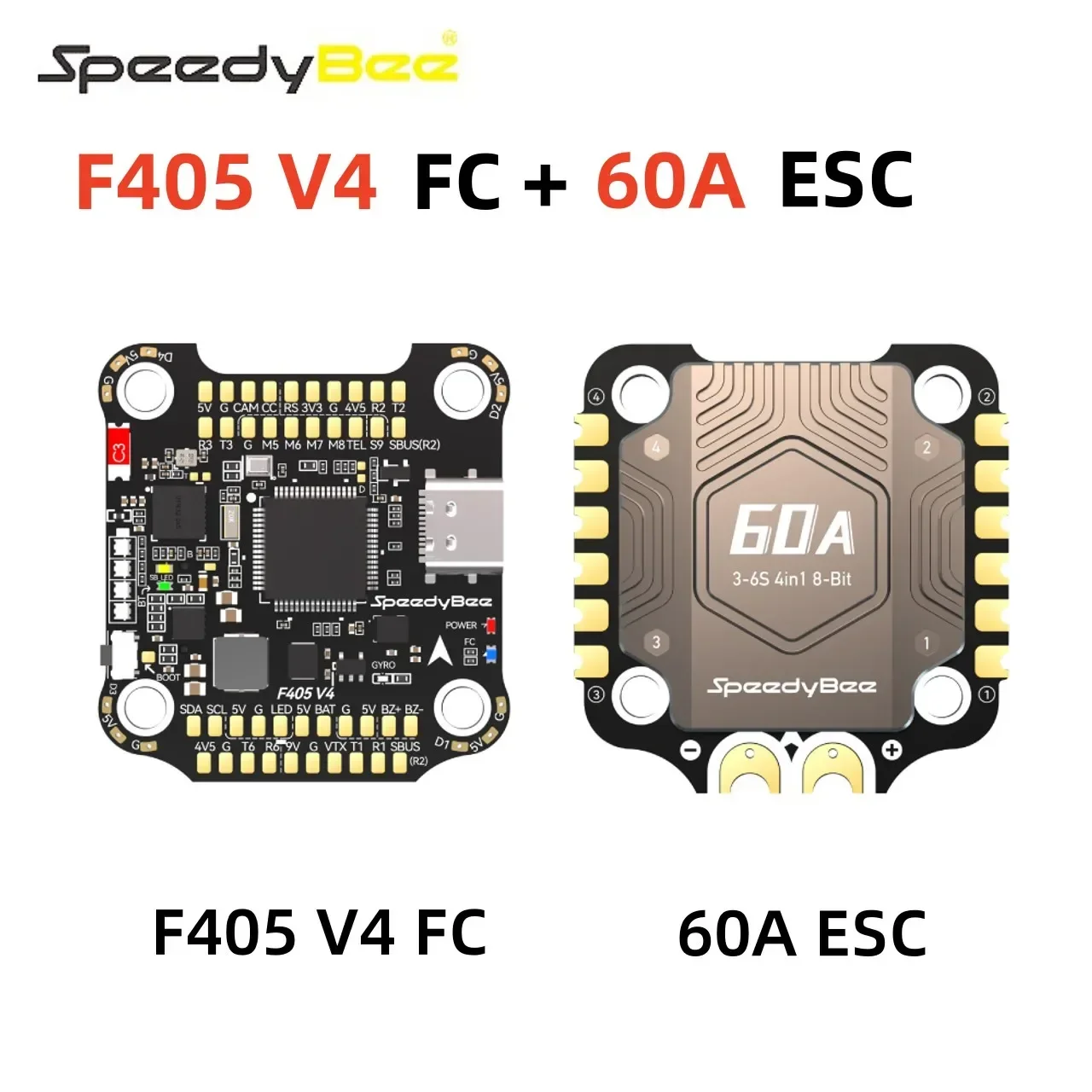 SpeedyBee F405 V4 BLS 60A 30x30mm FC&ESC Stack F405 Flight Controller BLHELIS 60A 4in1 ESC for FPV Freestyle Drones DIY Parts