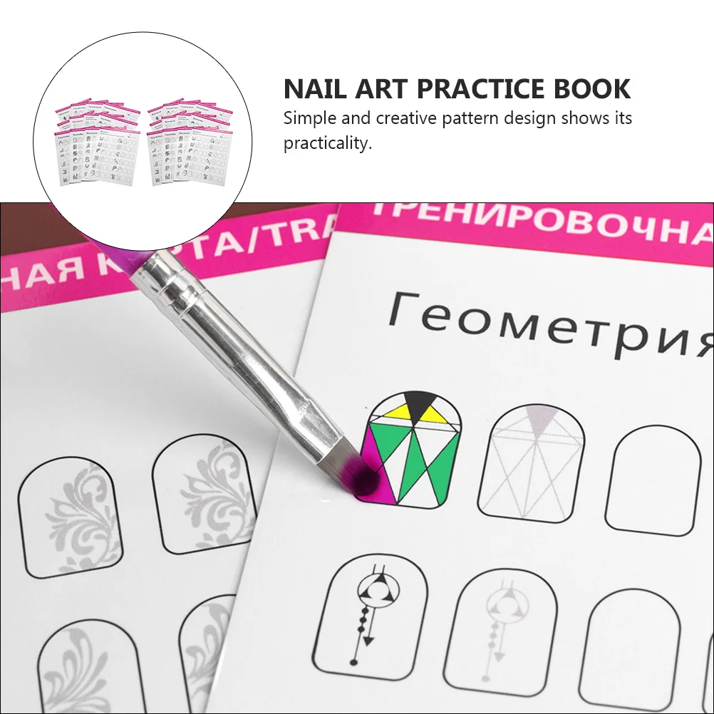 24 Sheets Coloring Exercise Book Manicure Training Supplies Nail Salon Tool Cards for Practice Pattern White