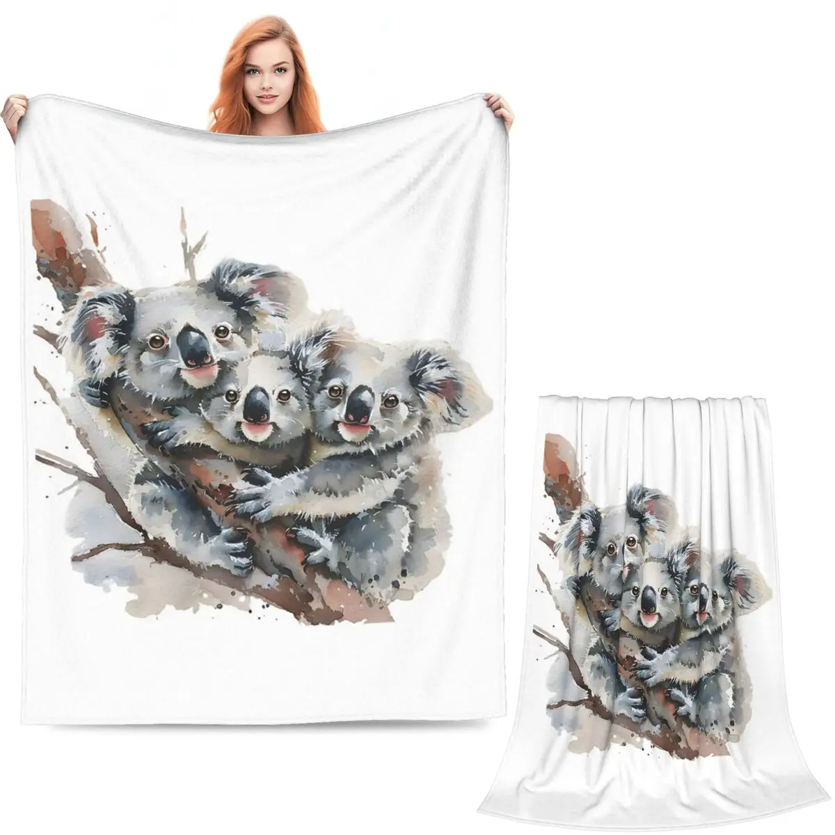 Baby Koala Bear Hug A Branch Blankets Soft Warm Flannel Throw Blanket Cover for Bed Living room Picnic Travel Home Couch