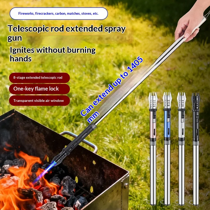 Vela para barbacoa, alargamiento, potente encendedor de Gas de Metal a prueba de viento, Turbo, antorcha de cocina, accesorios para fumar cigarros, linterna