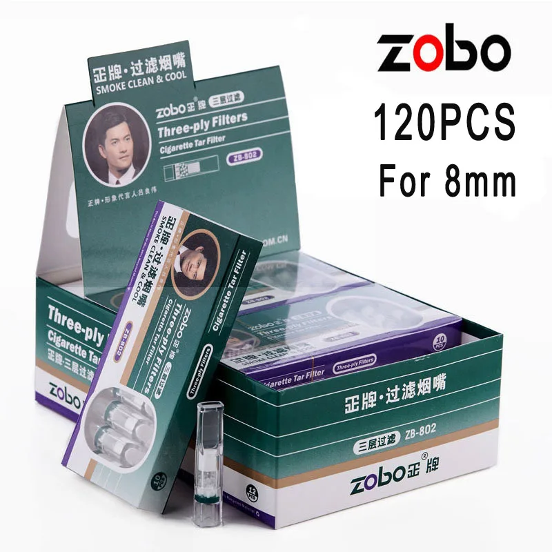 

ZOBO ZB-802 Disposable Cigarette filter For 8mm Three layer filtration Healthy Smoke Mouthpiece Reduce Tar Smoking Holders