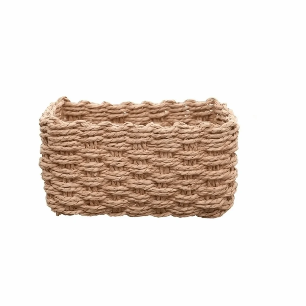 Durable Handwoven Storage Basket Square Versatile Storage Box Open Design Storage Bins Home Organizer