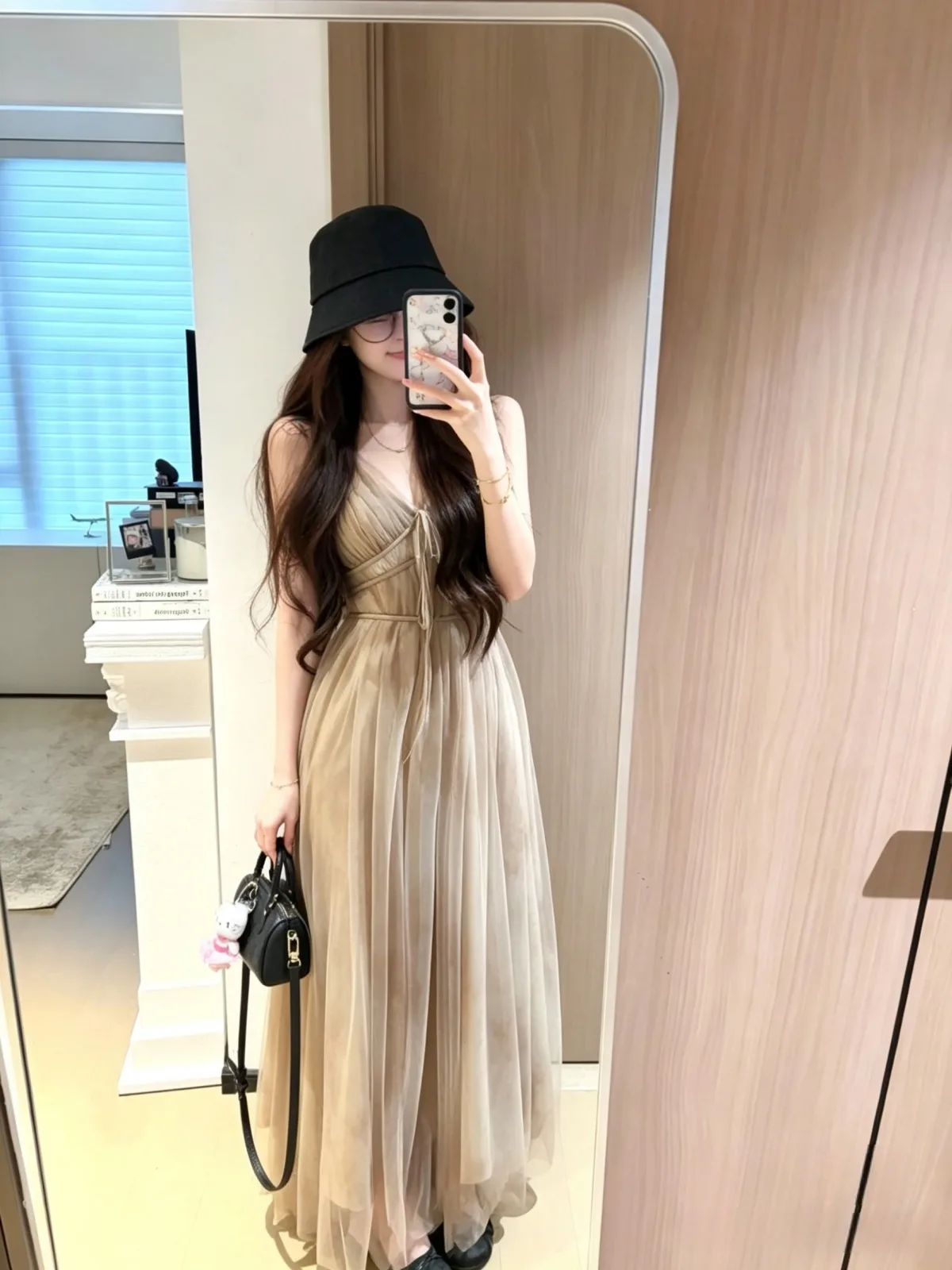

Elegant Watercolor Fading Mesh Strapless A-Line Dress Women's Summer Slimming Sexy Skirt City Commute Single Piece
