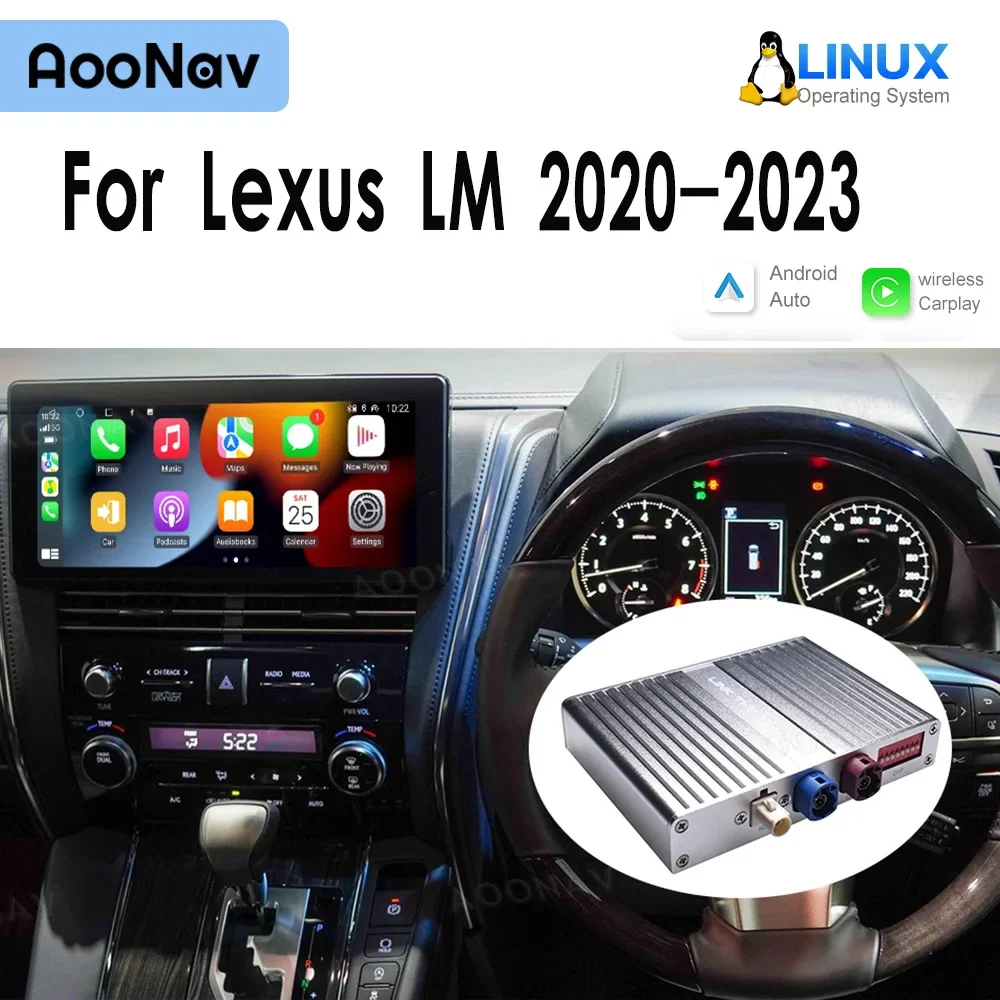 Linux System Mirror link Box For Lexus LM 2020-2023 Wireless Apple CarPlay Android Stereo Oem Screen Upgrade Car Radio Adapter