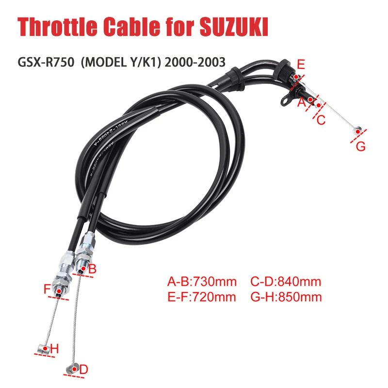 

Motorcycle Throttle Cable for SUZUKI GSX-R750 GSXR750 GSXR 750 2000 2001 2002 2003 MODEL Y/K1 GSX R750 R Fuel Return Wire