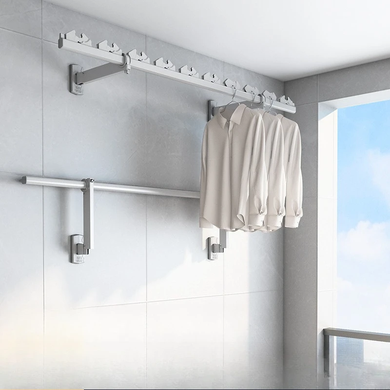 

Side-mounted drying rack Fixed single rod drying rack Aluminum alloy windproof clothes drying artifact Balcony wall-mounted