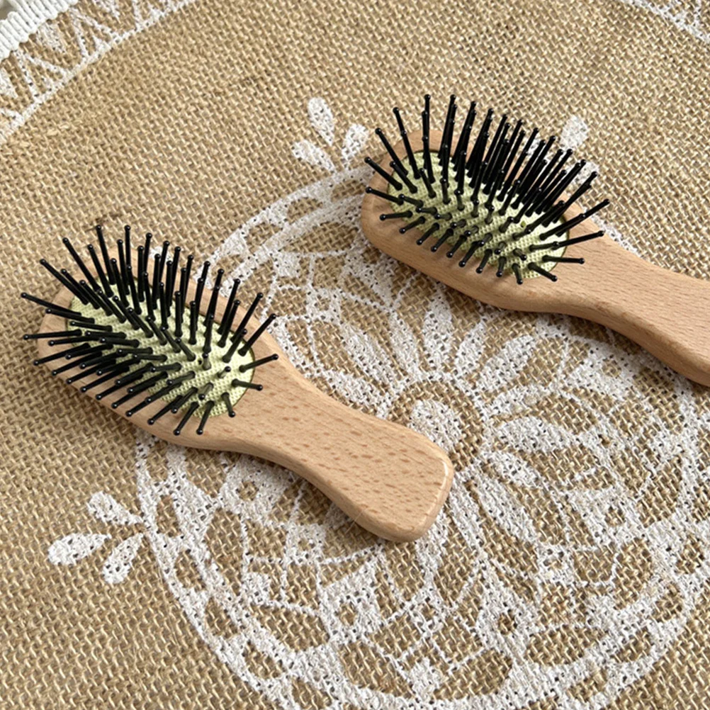 

2pcs Mini Cushion Hair Detangling Scalp Massage Comb Small Wooden Bamboo Brush For Hair Growth Brush For Travel Women Kids Wigs