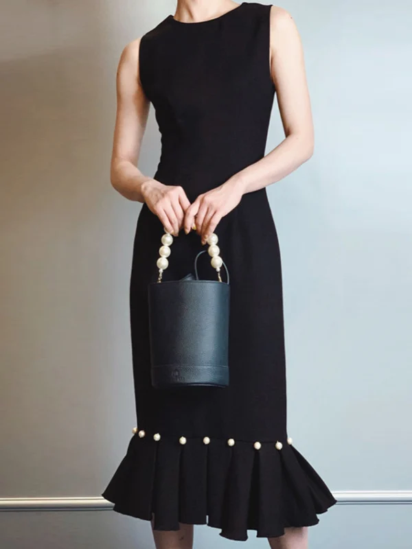 

Черное женское платье А-силуэта с высокой талией и молнией, средней длины, миди, для вечеринок, свадеб, свиданий, ужинов