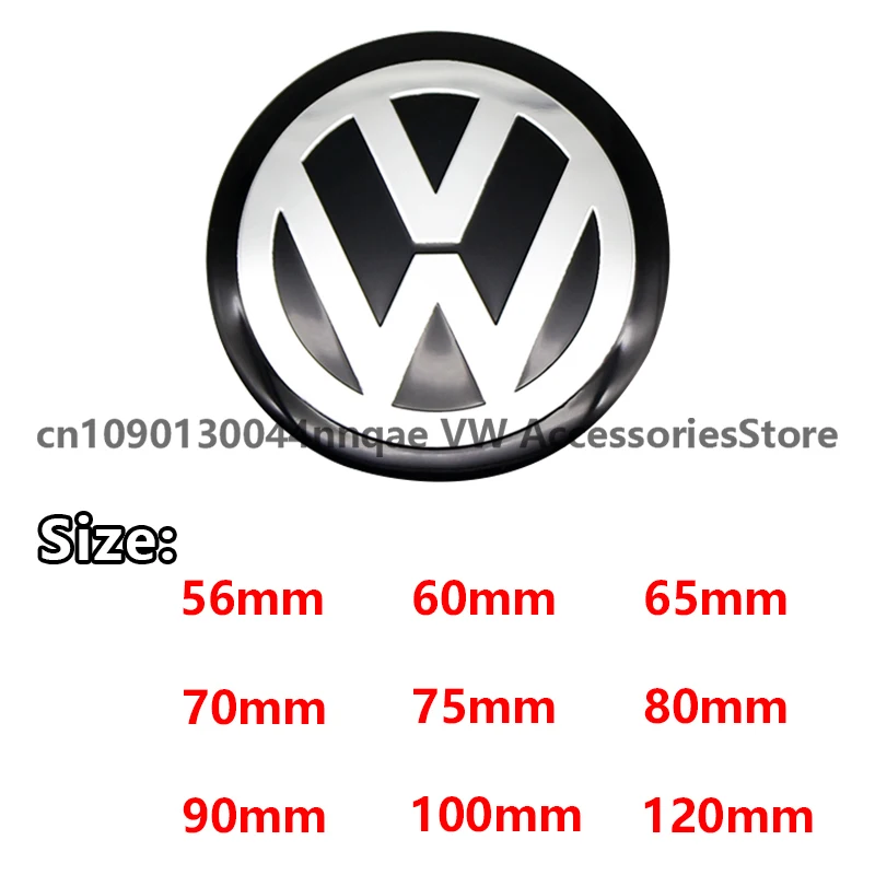56/60/65/70/75/80/90/100/120mm 4pcs Car Wheel Center Decal Hub Sticker for Volkswagen Golf 5 6 Polo Passat Tiguan CC Bettle Bora