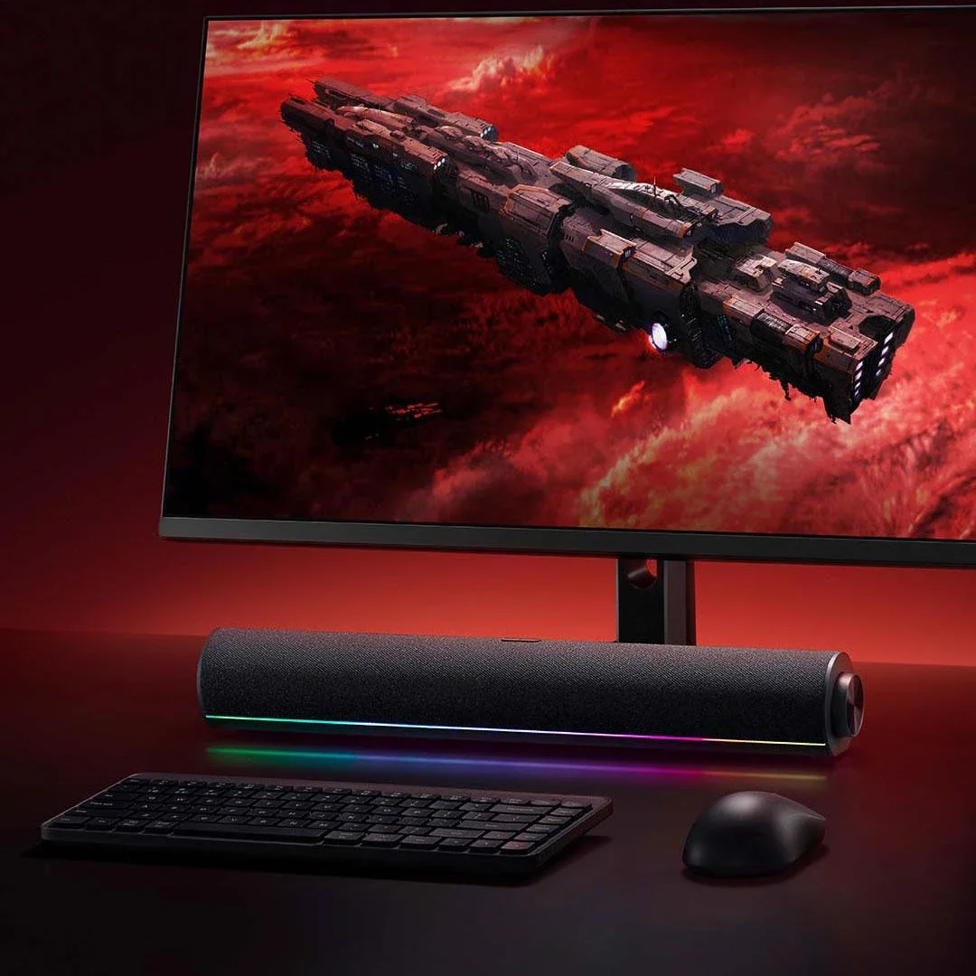 샤오미 레드미 컴퓨터 스피커, 블루투스 5.0, 2 채널 스테레오 내장 마이크, 3.5mm AUX IN, RGB 라이트 게임 스피커 포함