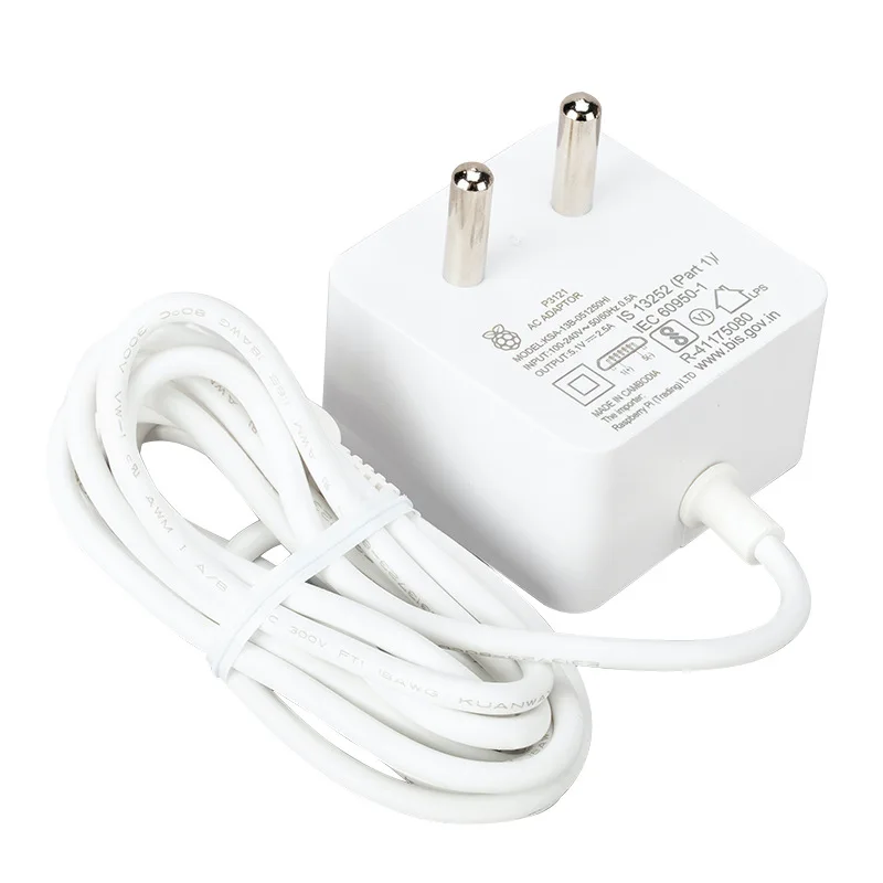 Raspberry Pi 3/4-fuente de alimentación oficial, USB-C/Micro USB con Cable de 1,5 M-5,1 V, 3A/2.5A, color blanco