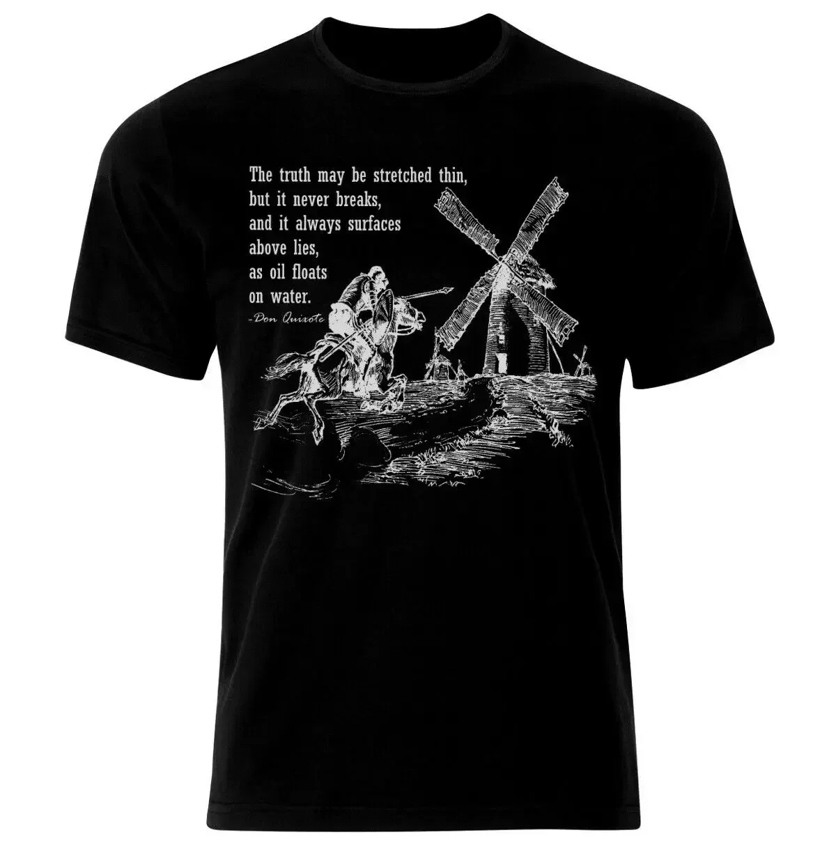 Men's 100% Cotton Casual T-shirts Loose Top New Don Quixote Sancho Panza Quotes Picasso Miguel De Cervantes T-Shirt Cartoon