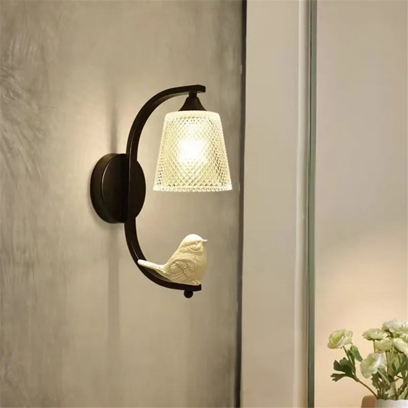 Nordic Bird wall Lamp Modern Bedroom beside garden glass lamp for baby room decoration garden corridor lights for living room