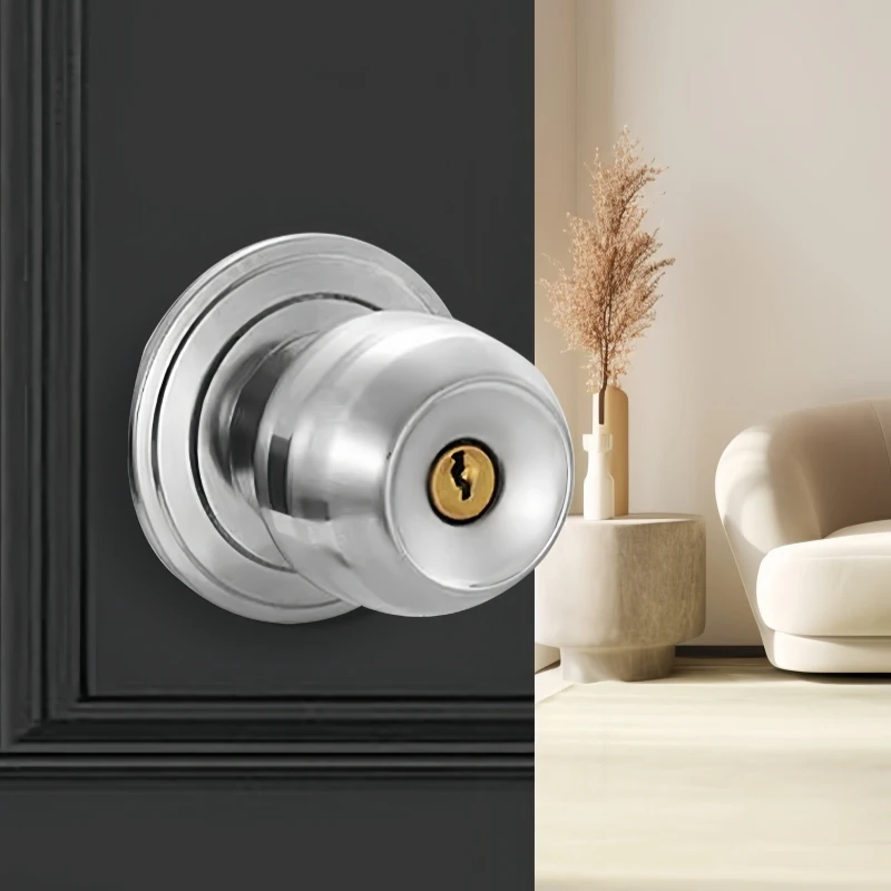 

Стильный набор дверных ручек из нержавеющей стали: круглые ручки-шары для проходных и входных дверей, для спальни и гостиной - функциональная фурнитура