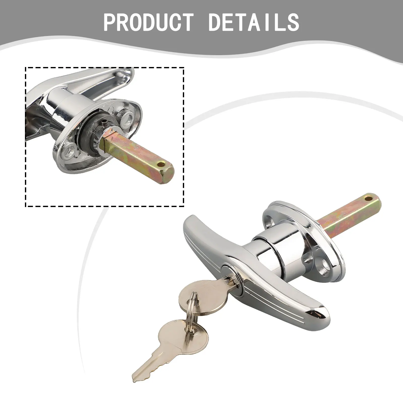 1set Garage Door Lock T Handle 2pcs Keys Metal Waterproof For Garages Sheds Caravans Garage Door Hardware Tools 10*8.55cm